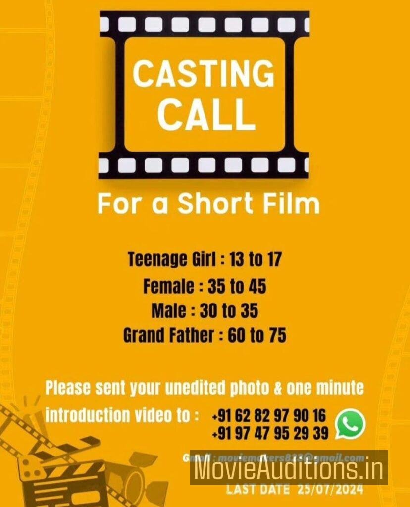 Casting Call for a Malayalam Short Film July 2024 - Movie Auditions